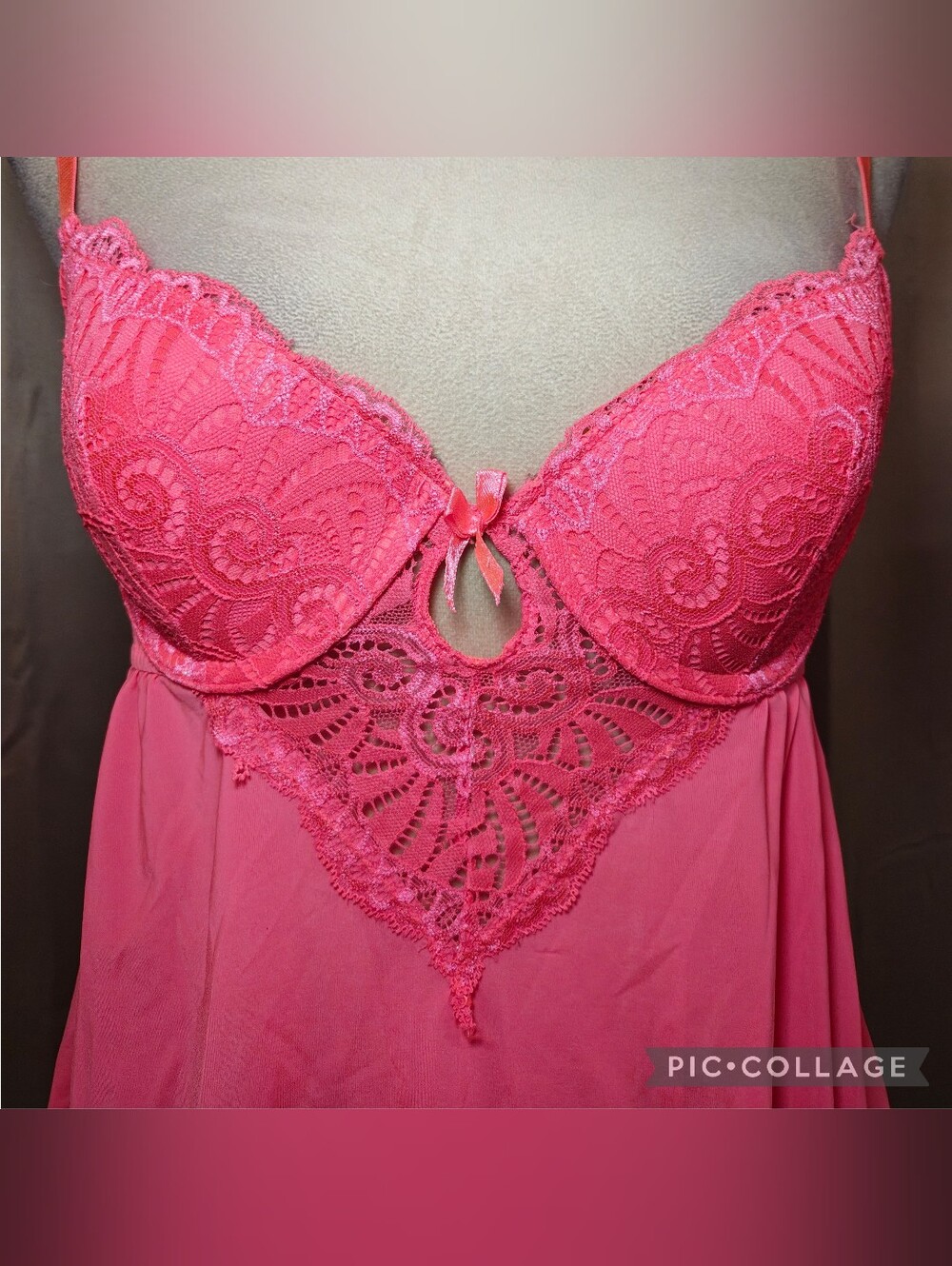 💋Y2K René Rofé Underwire Lace Babydoll Chemise Lingerie Dress💋 - Picture 2 of 7